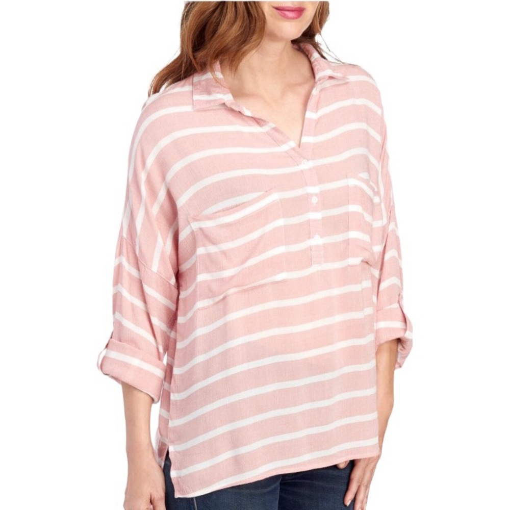 Nine West Jeans Striped Popover Top Size S